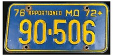 Missouri 1976 HEAVY 72,000LB+ APPORTIONED TRUCK License Plate 90-506!
