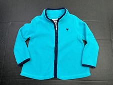 OSHKOSH B'gosh Girls 3T Aqua Blue  Navy Blue Trim Full Zip Fleece Jacket