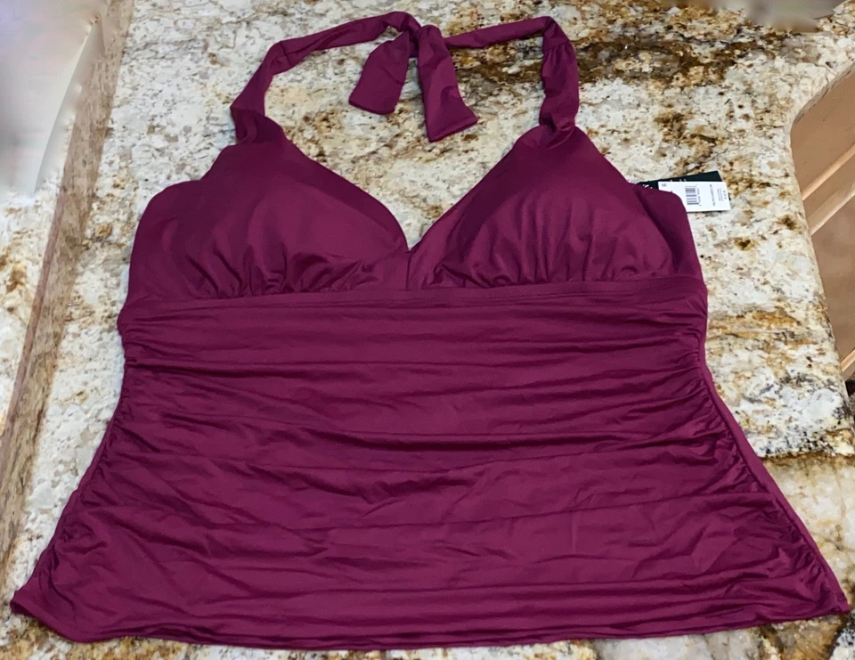 Traje de Baño Tankini Halter Ciruela Club Playa Ralph Lauren NUEVO Para Mujer Talla 20w Foto 2 de 4