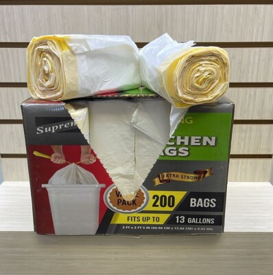 Trash Bag Supreme Tall Kitchen Bags With Drawstring 200ct 13 Gallons