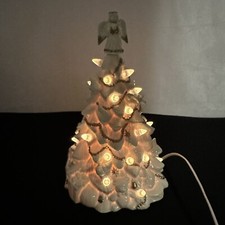 Vintage White Holdiay Porcelain Lighted Christmas Tree - Trimmings Etc. 10"