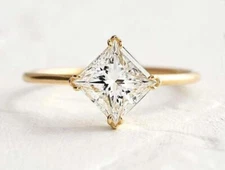 Kite Set 2.00CT Princess Cut Lab-Grown Diamond Real 10K Yellow Gold Promise Ring