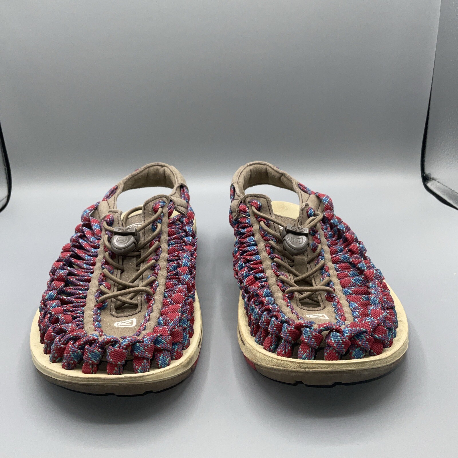 Sandali Keen uneek uomo taglia 8 rosso blu corda elastica corda barca acqua outdoor