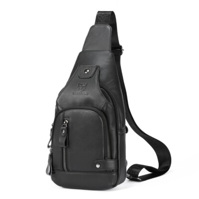 Mens Sling Backpack Cowhide Genuine Leather Chest Crossbody Shoulder Bag New