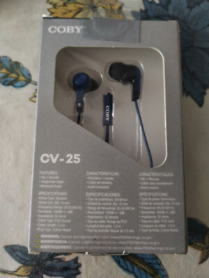 Earbuds - Remote - 3.5mm Headphones Coby CV-25 Built in Microphone