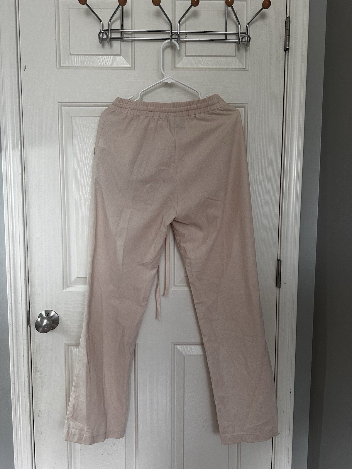 BoohooMan Relaxed Fit Linen Trousers with Adjustable Waistband