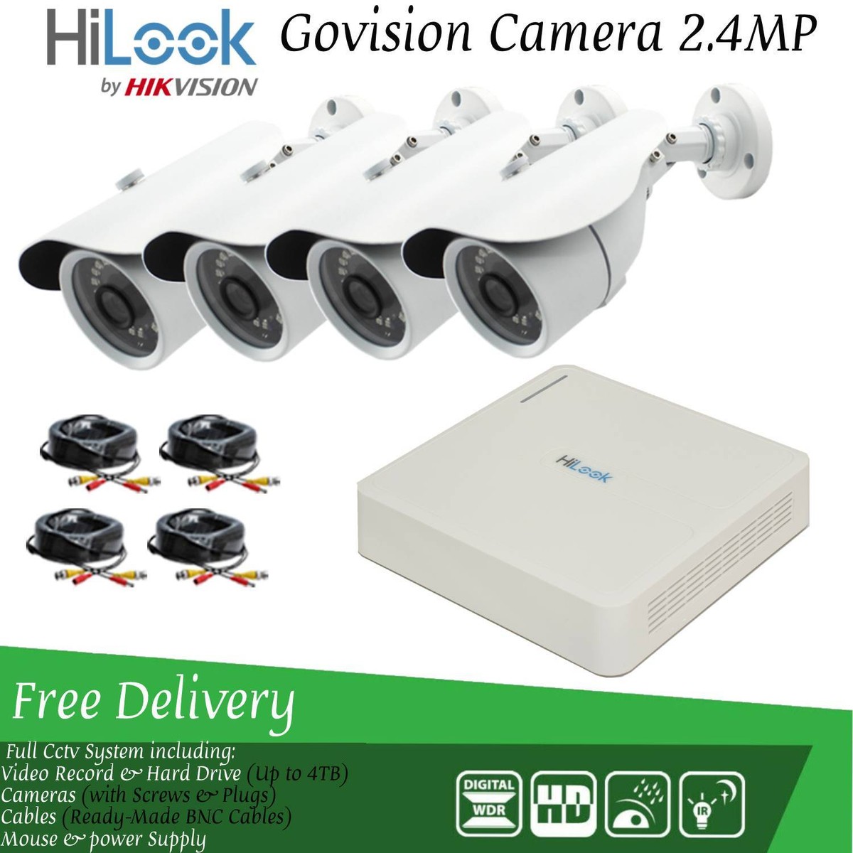 Hikvision CCTV Camera System HD 1080P DVR Hard Drive Outdoor Home - Main Image