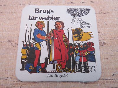 BEER COASTER ~ Brouwerij De Gouden Boom Bier ~ Brugge, BELGIUM ~ Armour Knights