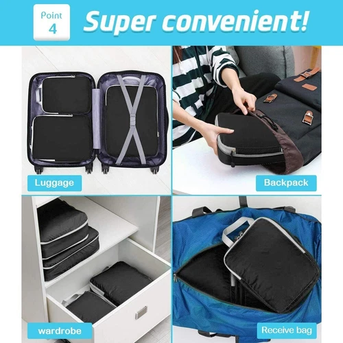 Packing Cubes Travel Pouches Luggage Organiser Bag Suitcase Clothes Storage Bag - Picture 6 of 35