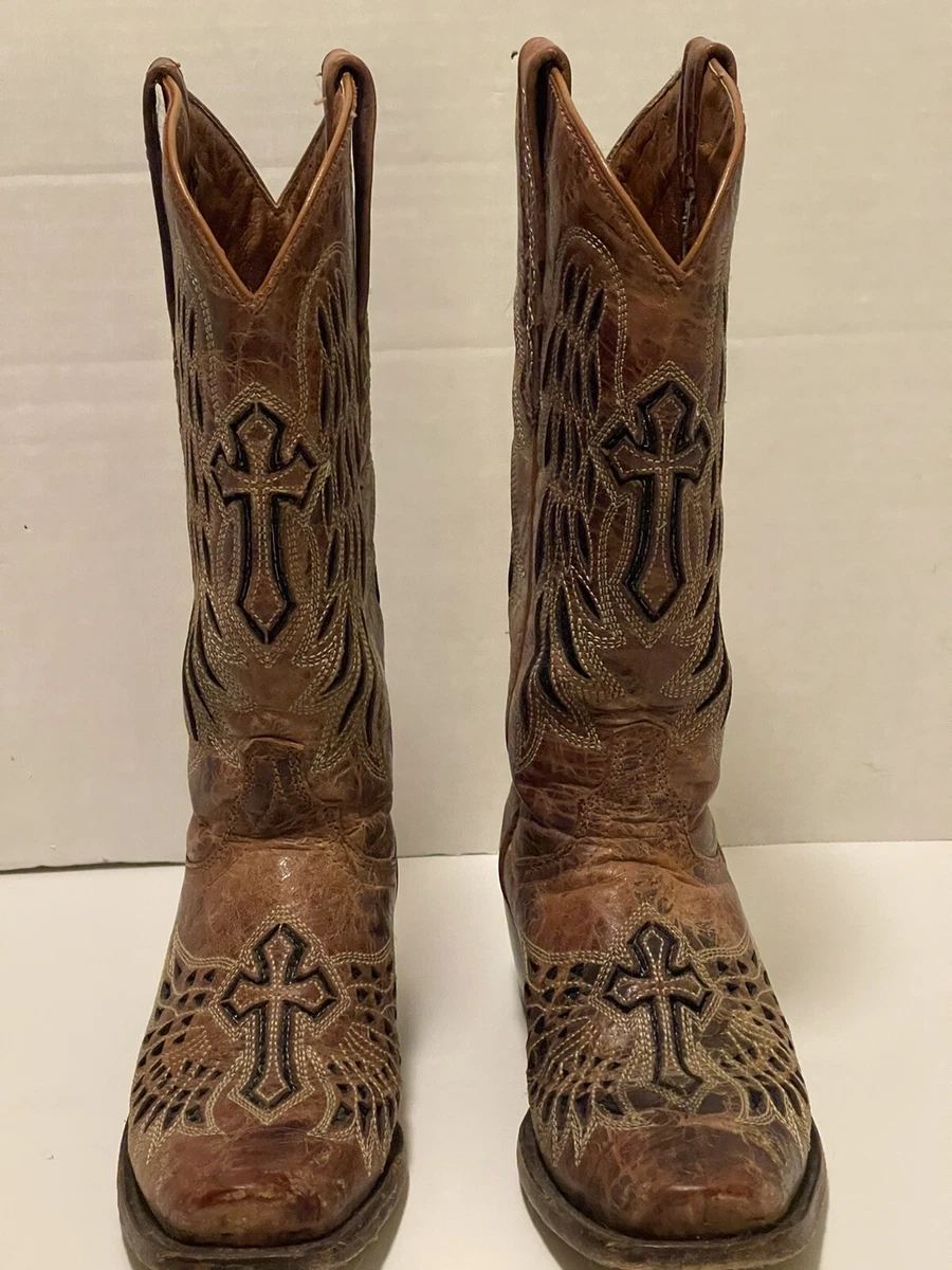 Vaccari women s sequin wing and cross inlay western boots Square