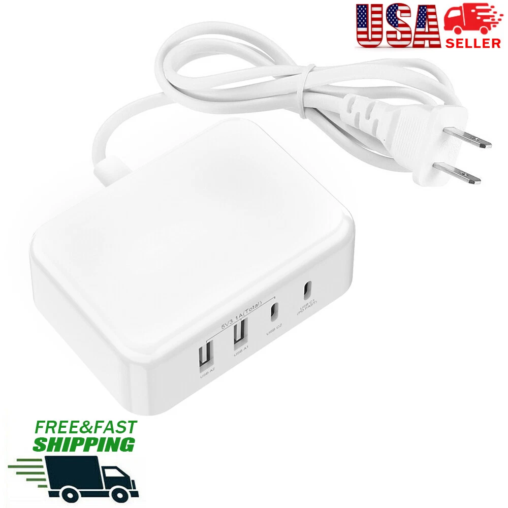 4 Port USB Hub Fast Wall Charger Station Multi-Function Desktop AC Power Adapter