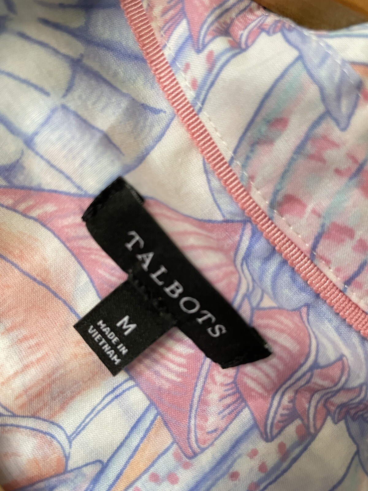 talbots seashell printed Button down Shirt collar… - image 6