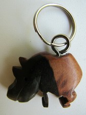 African Authentic Ebony Wood Нippopotamus Keychain Key Ring Holder from Nigeria
