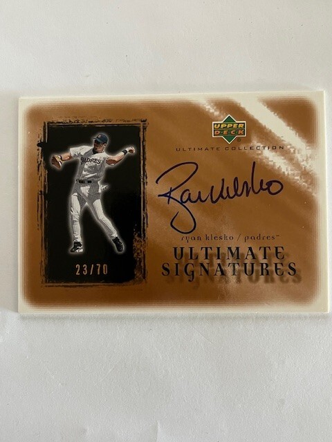 2001 Ultimate Collection Ryan Klesko Ultimate Signatures Copper #'d 23/70 #RK