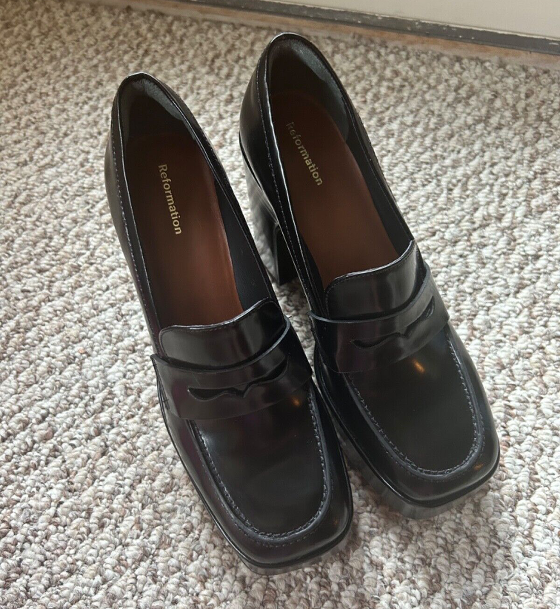 Reformation Lolita Platform Loafer Shoes - Black - Women display picture 1