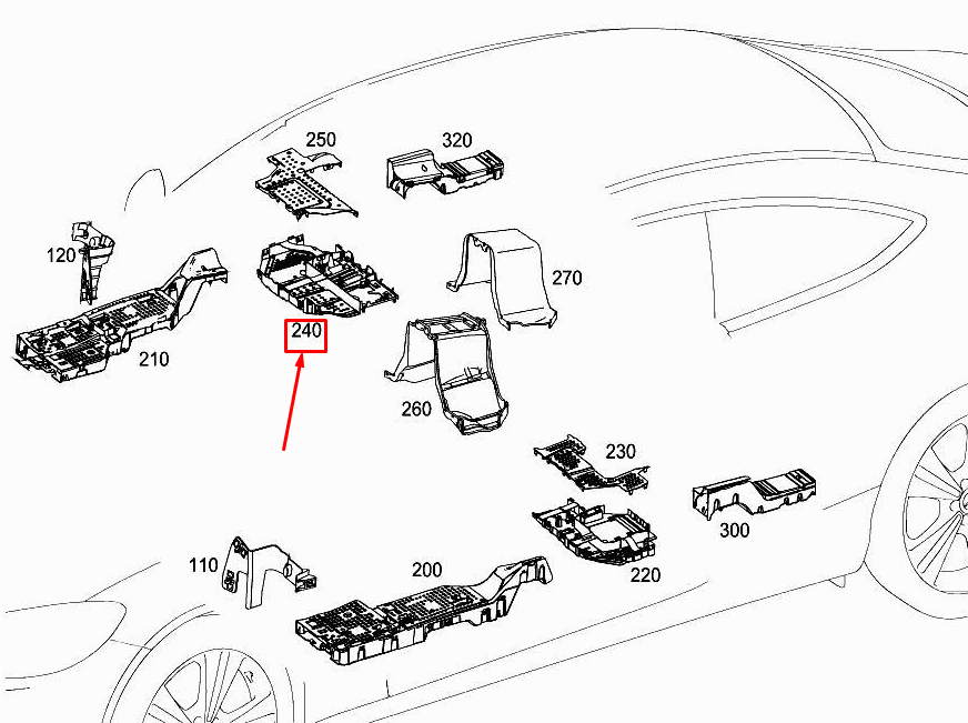 Neu MERCEDES-BENZ C Coupe C205 Kabelkanal unten rechts Mitte A2058212600