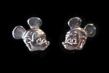 Disney Mickey Mouse Head Icon Sterling Silver Stud Earrings Vintage