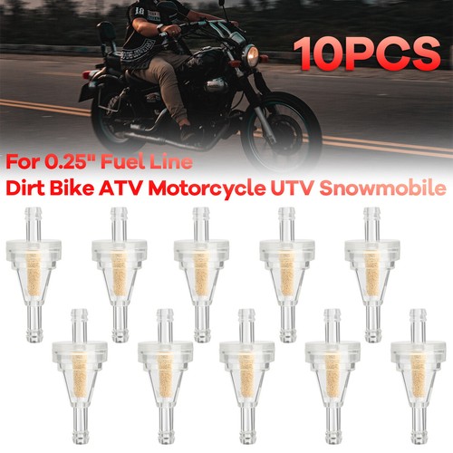 10x Motorcycle Inline Gas Fuel Filter 1/4 inch 6.3mm Fuel Line Dirt