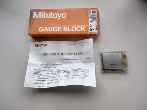 Mitutoyo 611674-521 40 MM, RECT, STEEL, ASME 00
