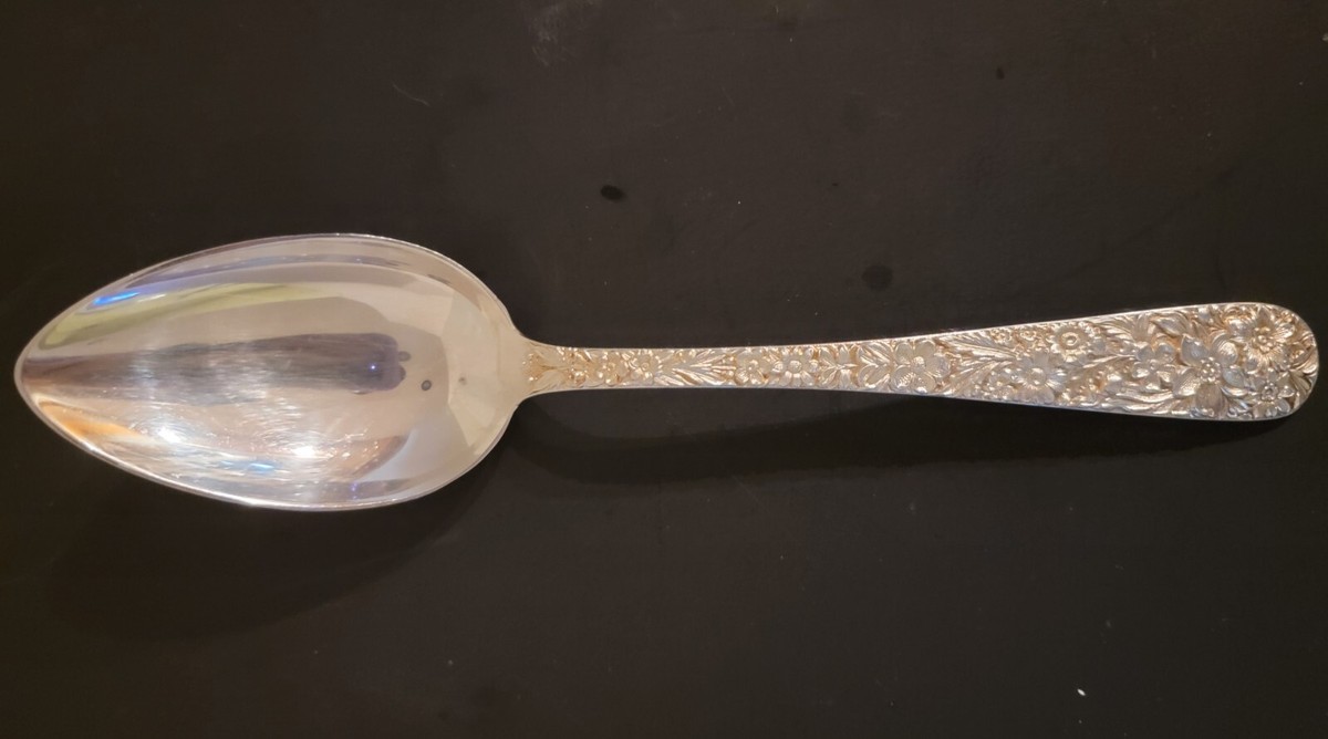 S. Kirk & Son Sterling Silver Repousse Serving Spoon 8 1/4
