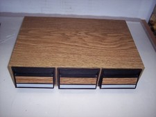 BROWN WOODGRAIN STORAGE CASE FOR CASSETTE TAPES HOLDS 36 TAPES 3