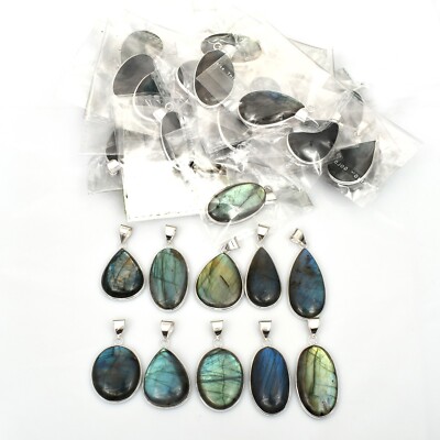 Natural Labradorite Handmade  Wholesale Lot Jewelry Pendant mix assorted Lot-054