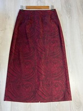 Talbots Red Black Paisley A-Line Midi Skirt Sz 8P