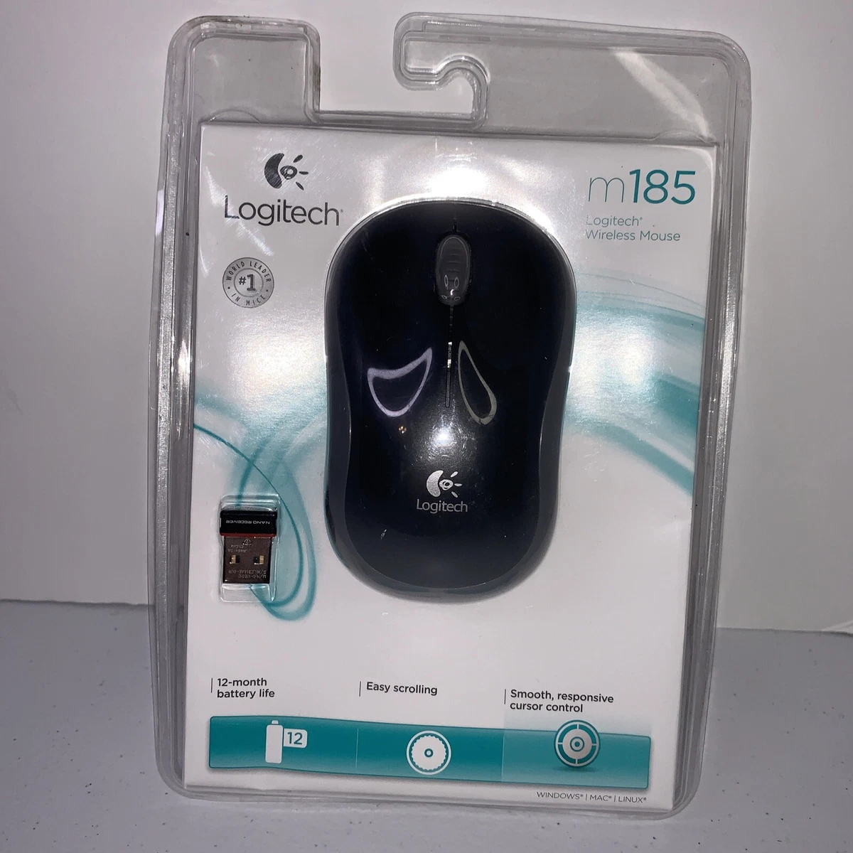 Logitech M185 Wireless Mouse - Swift Gray 910-002225 New Sealed Package