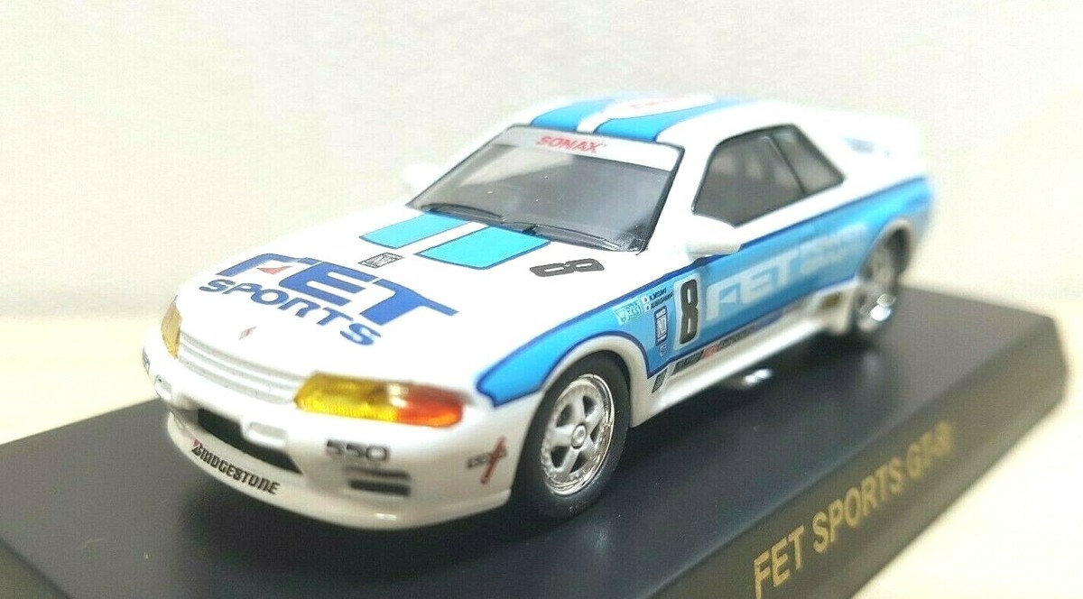 京商　1:64 Scale Kyosho Nissan Skyline GT-R 1/64 Kyosho NISSAN SKYLINE GT-R FET SPORTS R32 GROUP A #8 diecast