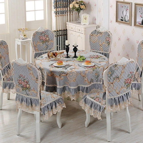 Chenille Rectangle Vintage Lace Tablecloth Events Round Dining Chair Cover - Picture 30 of 45