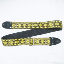 Embroidered Hippie Guitar Strap - Metal Buckle, Suede Ends