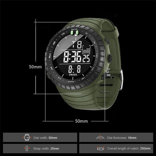 SMAEL Mode Herrenuhr Digital Sportuhren LED Alarm Militär Armbanduhr Jungen - Bild 16 von 27