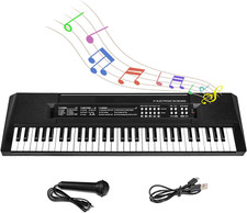 61-Key Kids Piano Keyboard with Microphone - Portable, Toy Gift for Ages 3-12