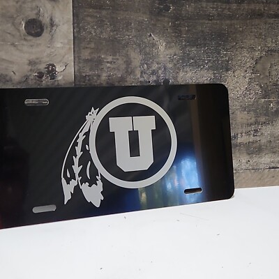Utah Utes Aluminum License Plate Laser Etched Car Front Tag Sign Mancave decor