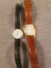 Vintage Carriage & Timex Mens/Wms Gold Tone/Silver Watch Leather Bands X2