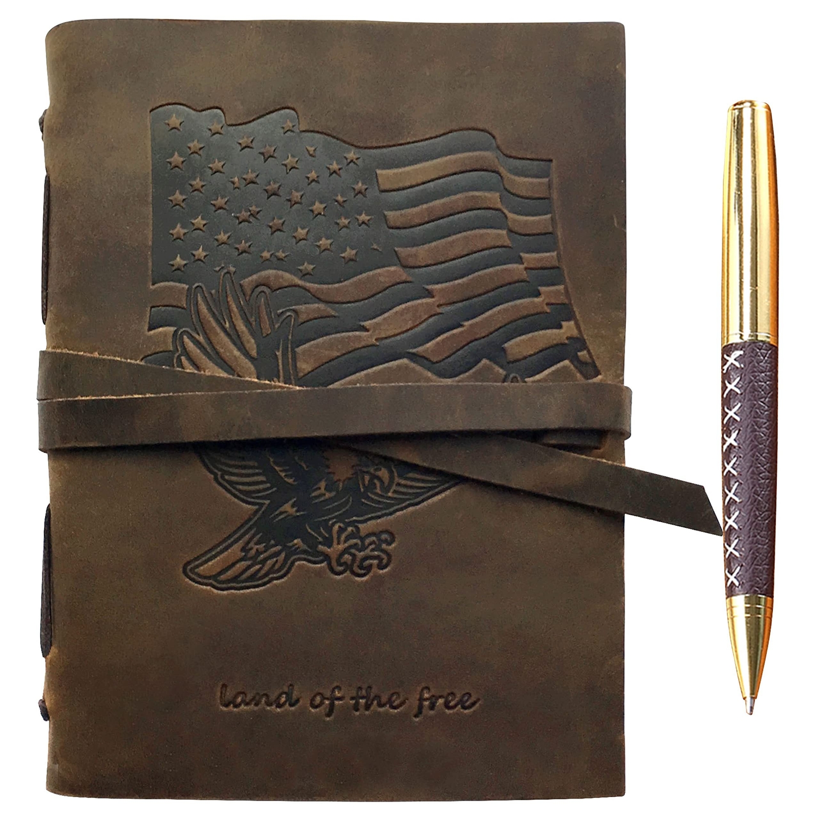 Patriotic Leather Bound Journal Handmade Gift Set for Men and Women USA Themed  