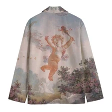 Fragonard Cherub Blazer Putti Cotton Sport Coat Baroque Jacket Rococo Cupid Love