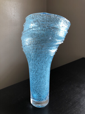 SIGNED Simone Cenedese Italian Murano Four Seasons Threaded Art Glass Vase