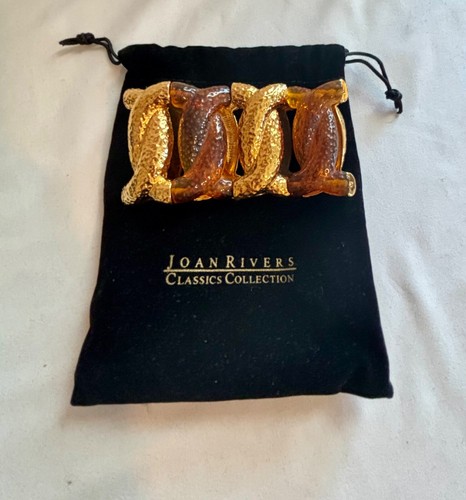 Joan Rivers Bracciale Elastico Grosso Tono Oro e Ambra Originale Velluto Borsa & Bo - Foto 11 di 12