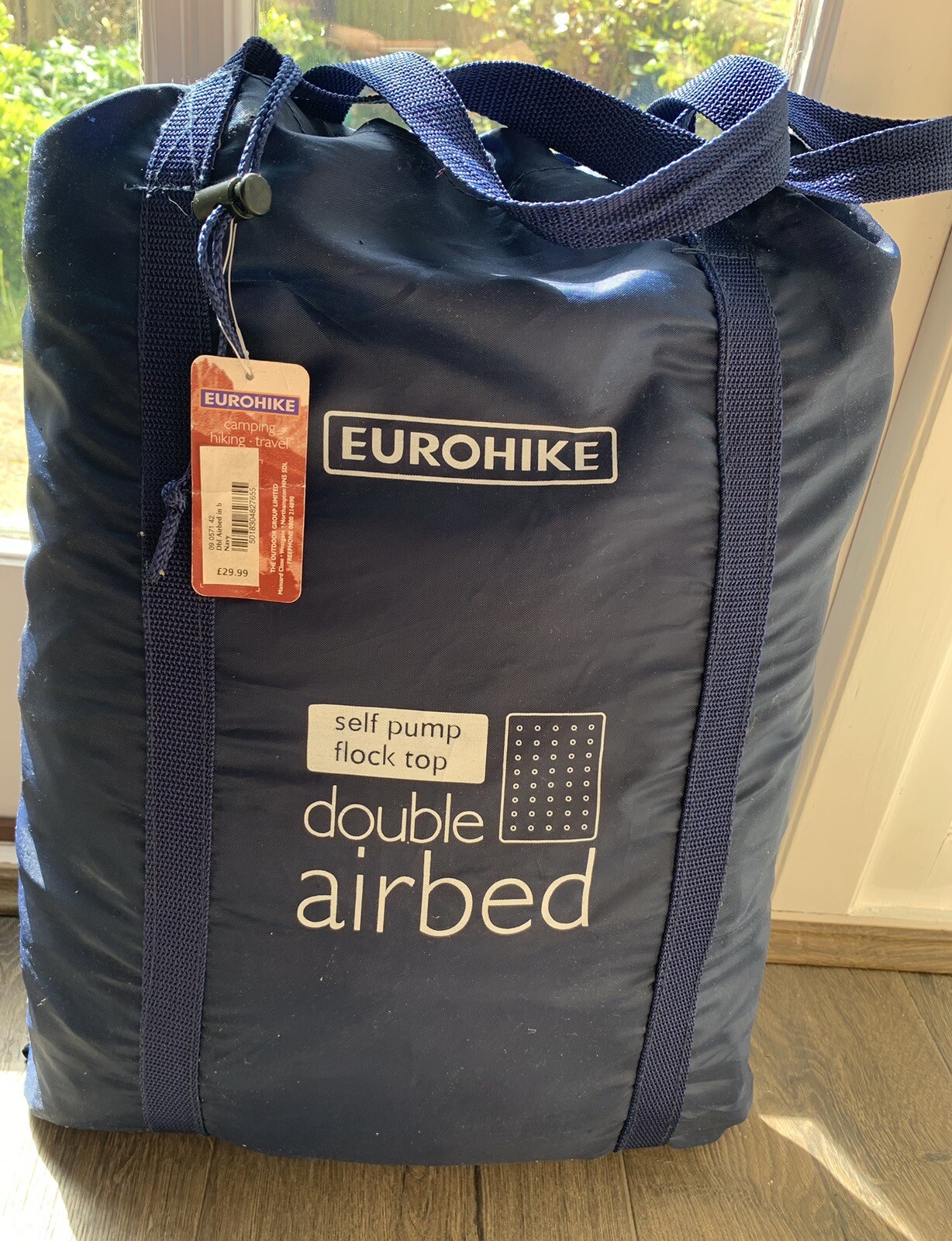EUROHIKE Double Airbed,Self Pump Flock Top,Navy,Used Once,Camping