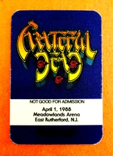 Grateful Dead Backstage Pass April Fools '88 NJ 4/1/88 4/1/1988 Road Trips 4 / 2