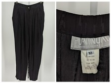 Platinum by Dorothy Schoelen Vtg 80s Black Rayon Parachute Pants Geometric 30 US