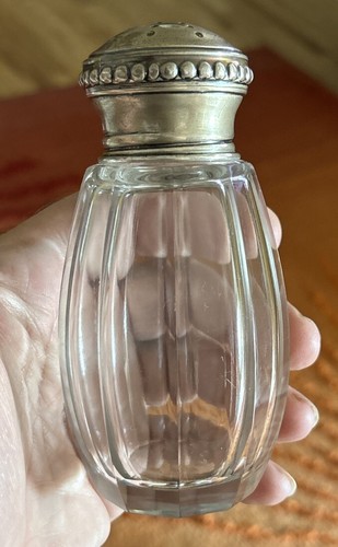 Muffineer da zucchero 5" antico francese art deco argento sterling 950 cristallo shaker - Foto 4 di 13