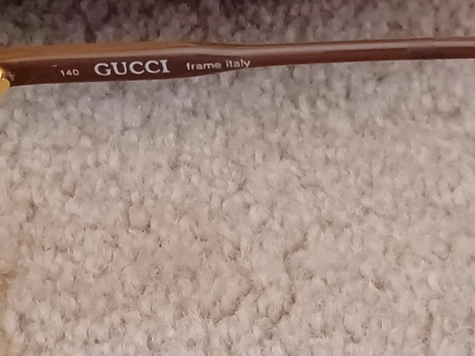 Oversized Large 70s GUCCI GG Eyeglass Frames 2102 64L PEACH/TAN/CLEAR 140 ITALY  - Image 3 of 4