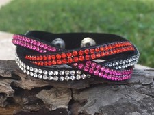 Rhinestone Wrap Bracelet Black with Red