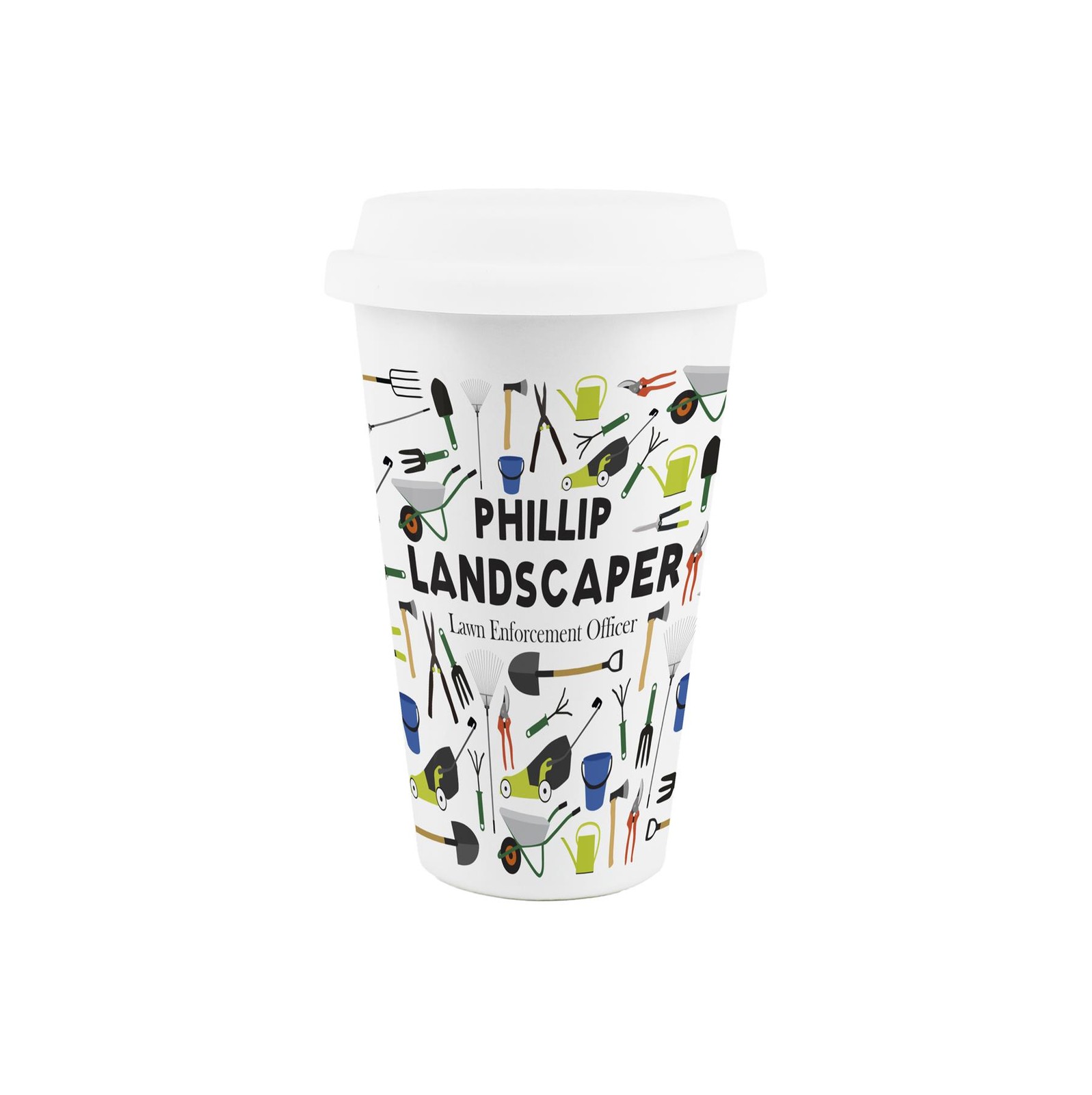 Custom Landscaper Ceramic Travel Mug - Personalised Gardening Novelty Gifts