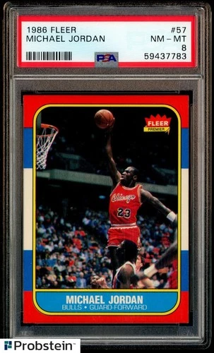 1986-87 Fleer Basketball #57 Michael Jordan RC Rookie HOF PSA 8 NICELY CENTERED