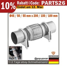 Edelstahl Flexrohr Auspuffrohr Flexstück  Ø45 / 50 / 55 mm x 200 / 100 / 150 mm