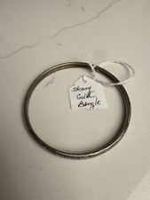 Skinny Gold Bangle Bracelet Flower Details Boho - Silver- Women s Jewelry