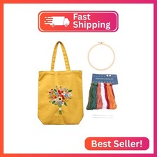 MAMUNU Canvas Tote Bag Embroidery Kit with Pattern for Beginners, Arts and DIY C